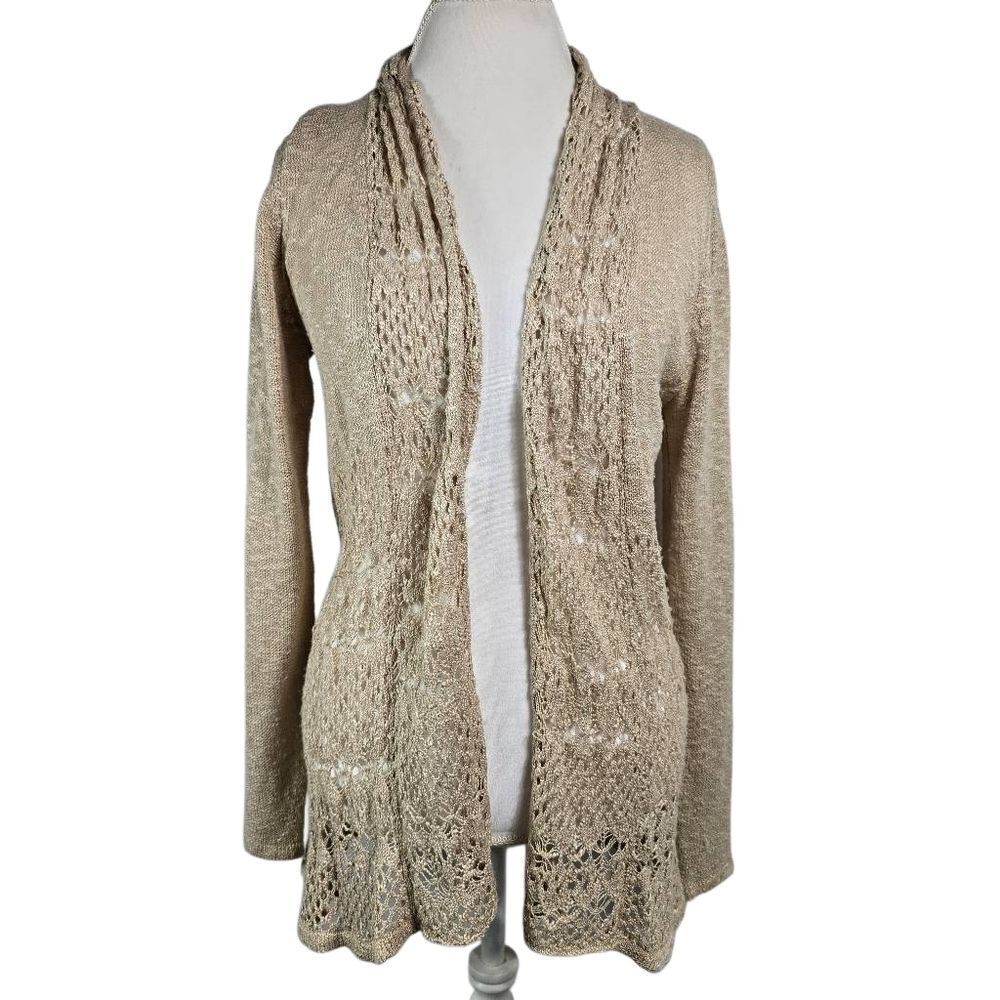 New Directions Beige Open Front Cardigan Size M